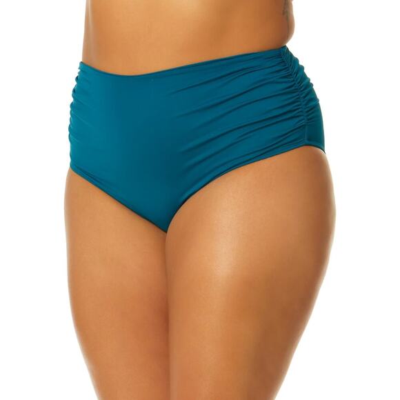 Anne Cole Plus Size High-Waist Shirred Bikini Bottoms Deep Sea Blue NWT US 20W - Picture 2 of 11